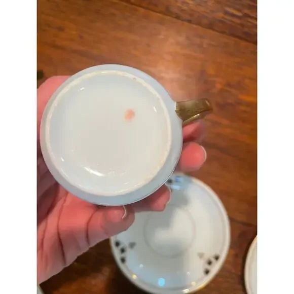 Vintage Victoria Austria Demitasse/Espresso Cup & Saucer, Gold, Black, Set of 10